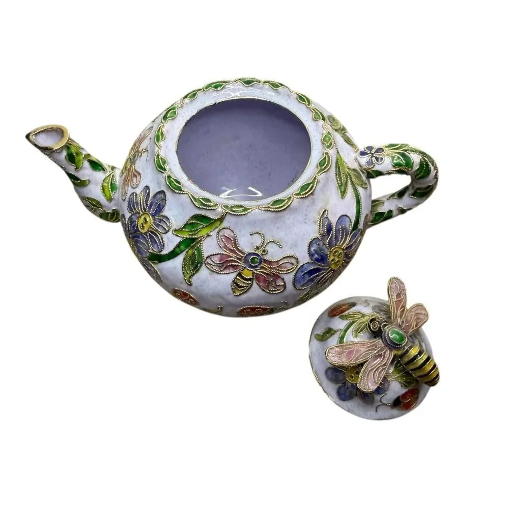 Vintage Cloisonne Enamel Bumblebee Teapot & Vase Decorative‎ Collectibles